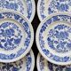 6 vintage white porcelain dinner plates with a blue floral pattern