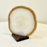 Agate slice on wooden base, 1970s, cabinet of curiosities