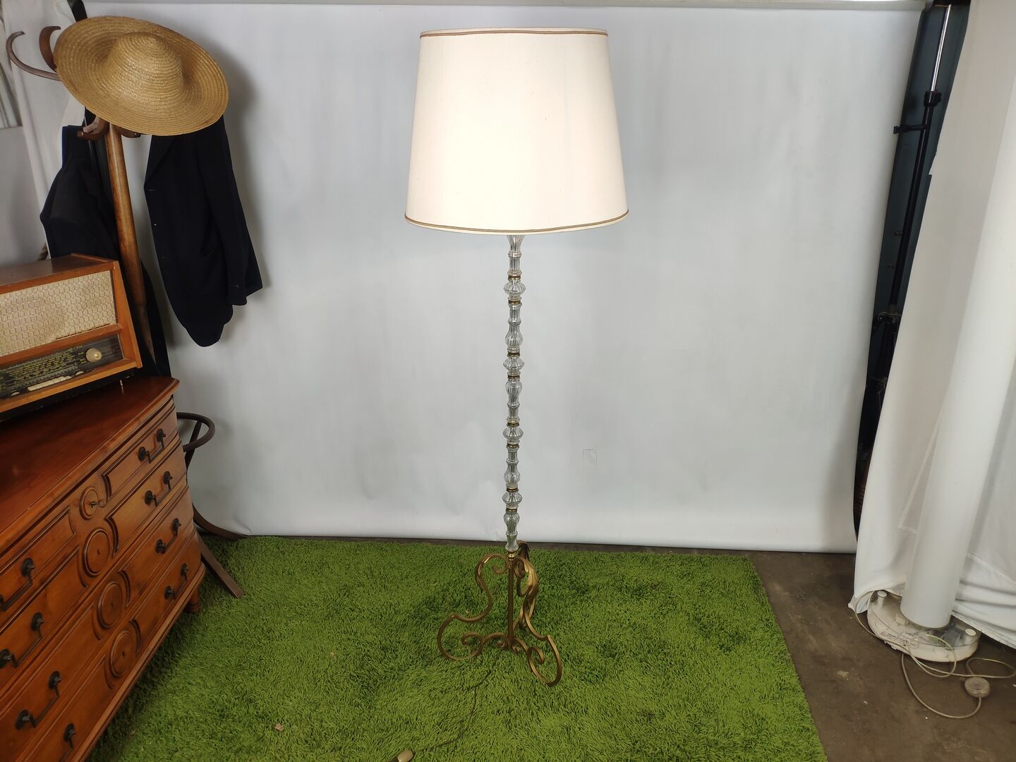 Glass and brass lamppost