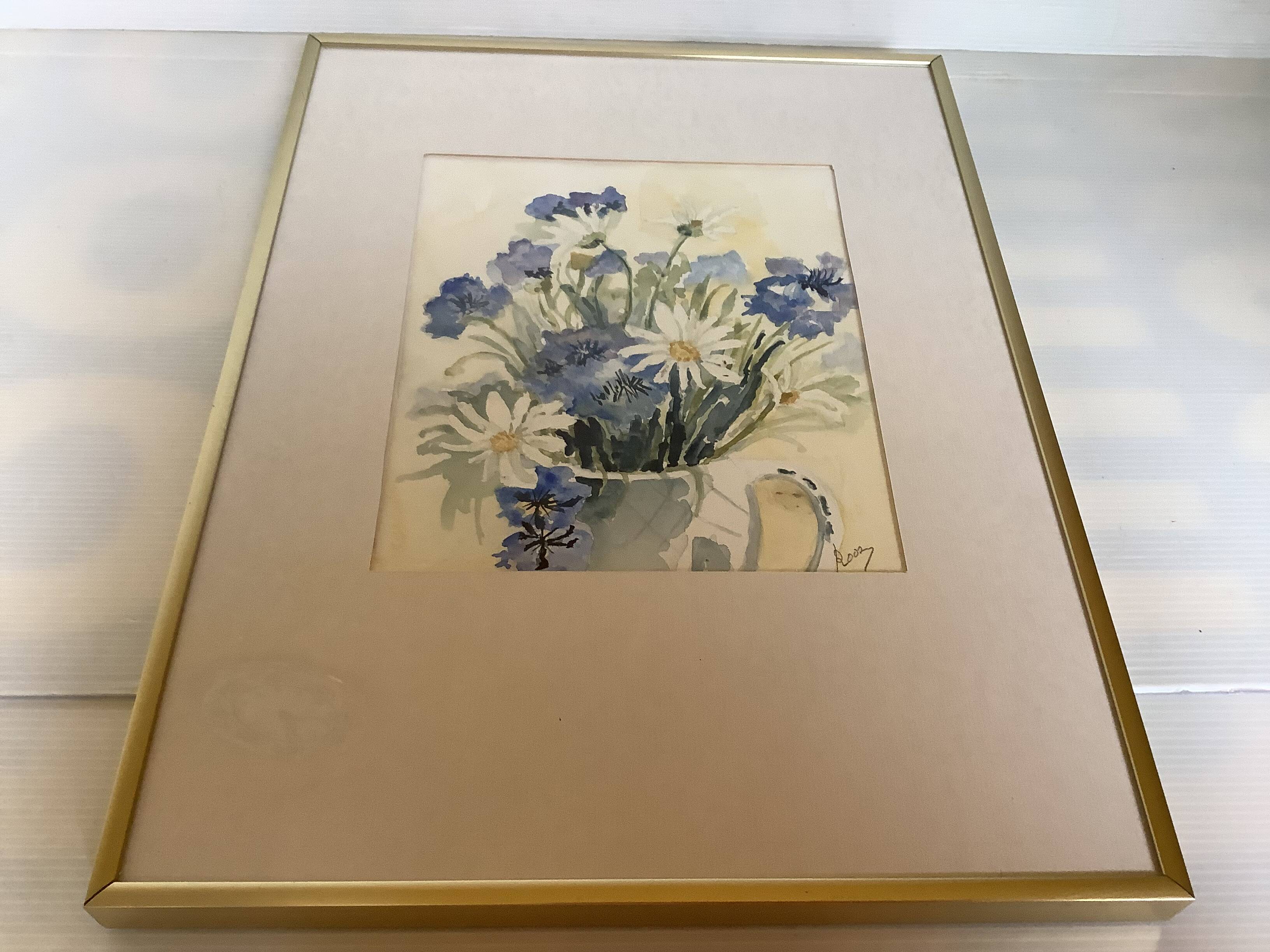 Watercolor flower bouquet frame
