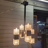 Chrome and glass pendant chandelier by Sciolari, Italy, 1960s