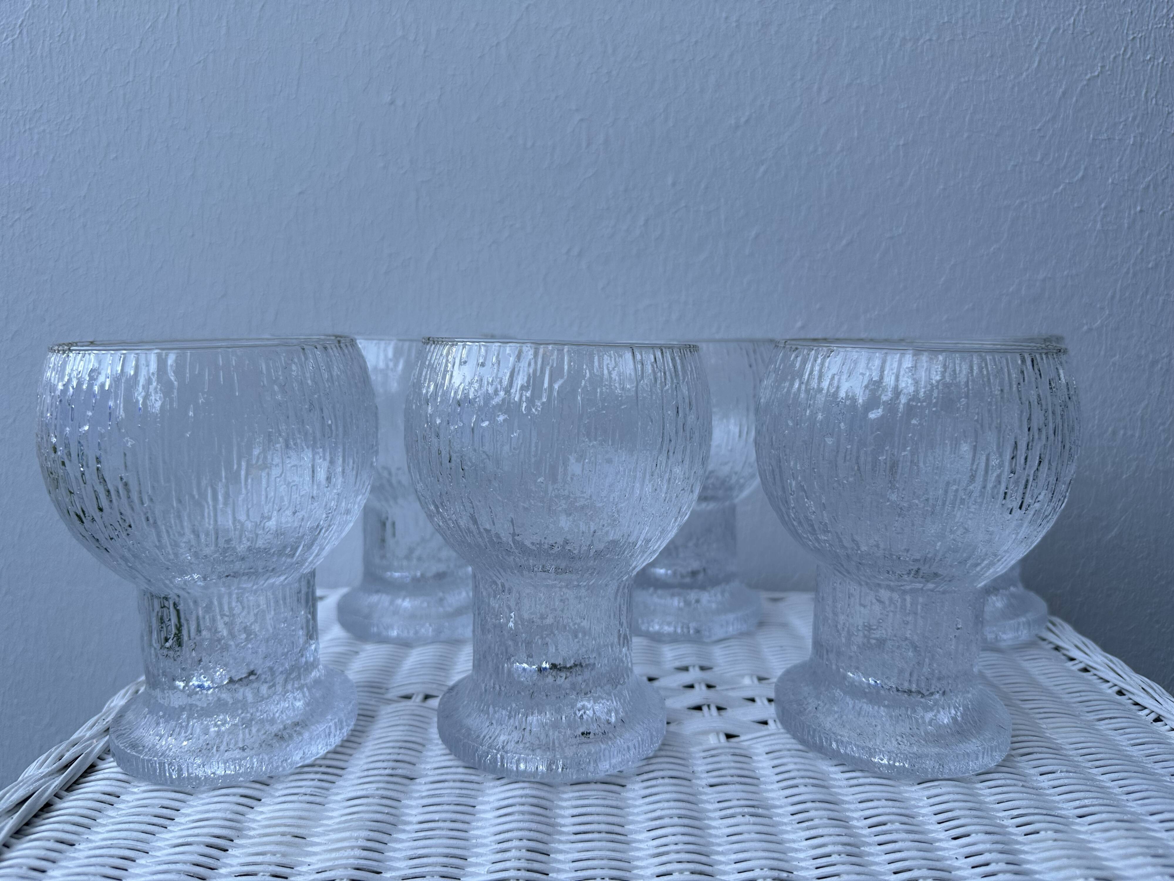 6 Finnish crystal glasses Timo Sarpaneva Kekkerit Ölkky Littala