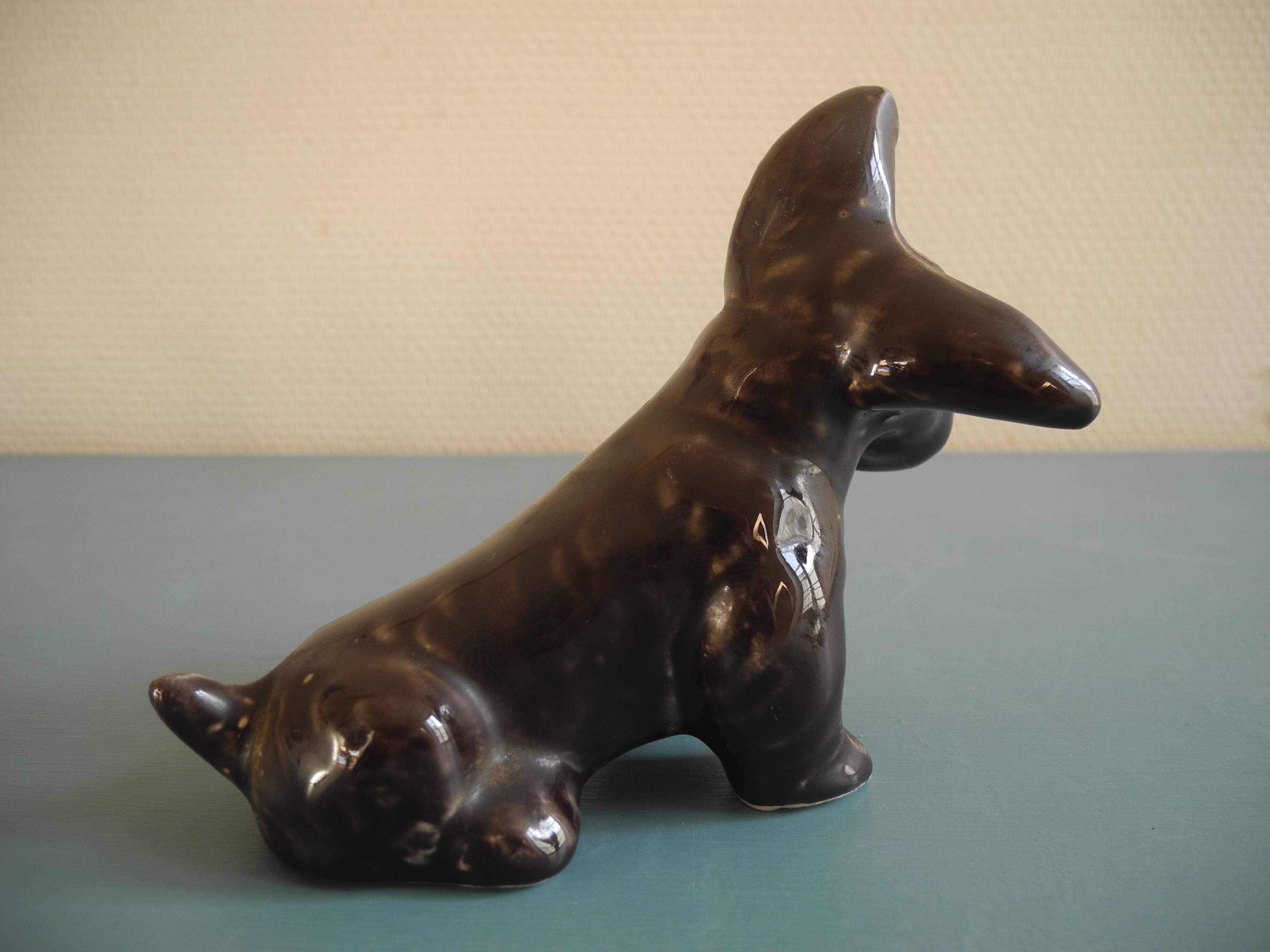 vintage ceramic dog figurine 50s