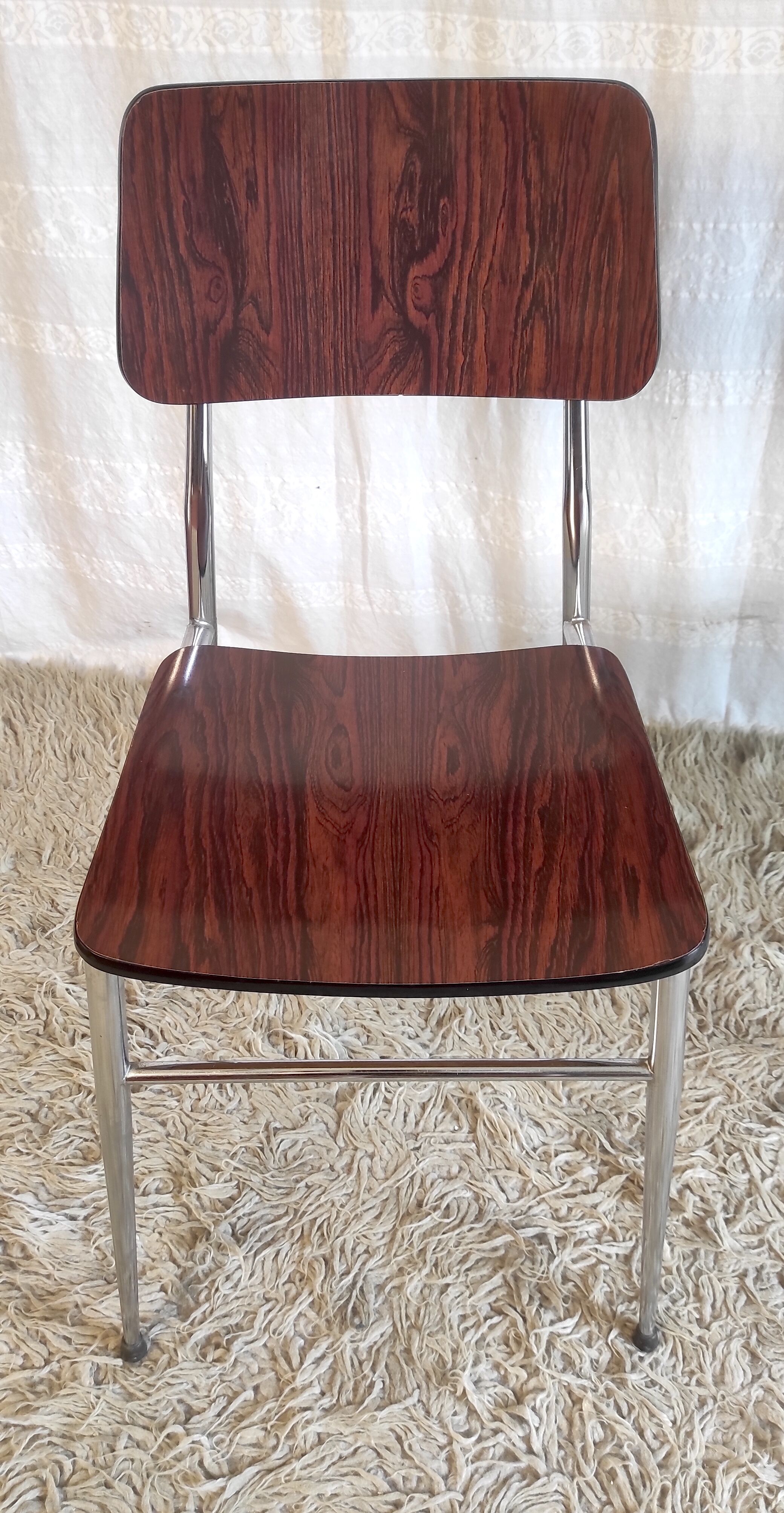 Duo de chaises formica imitation palissandre années 60