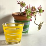 Pair of VINTAGE Silkscreened Glass Plant Pots