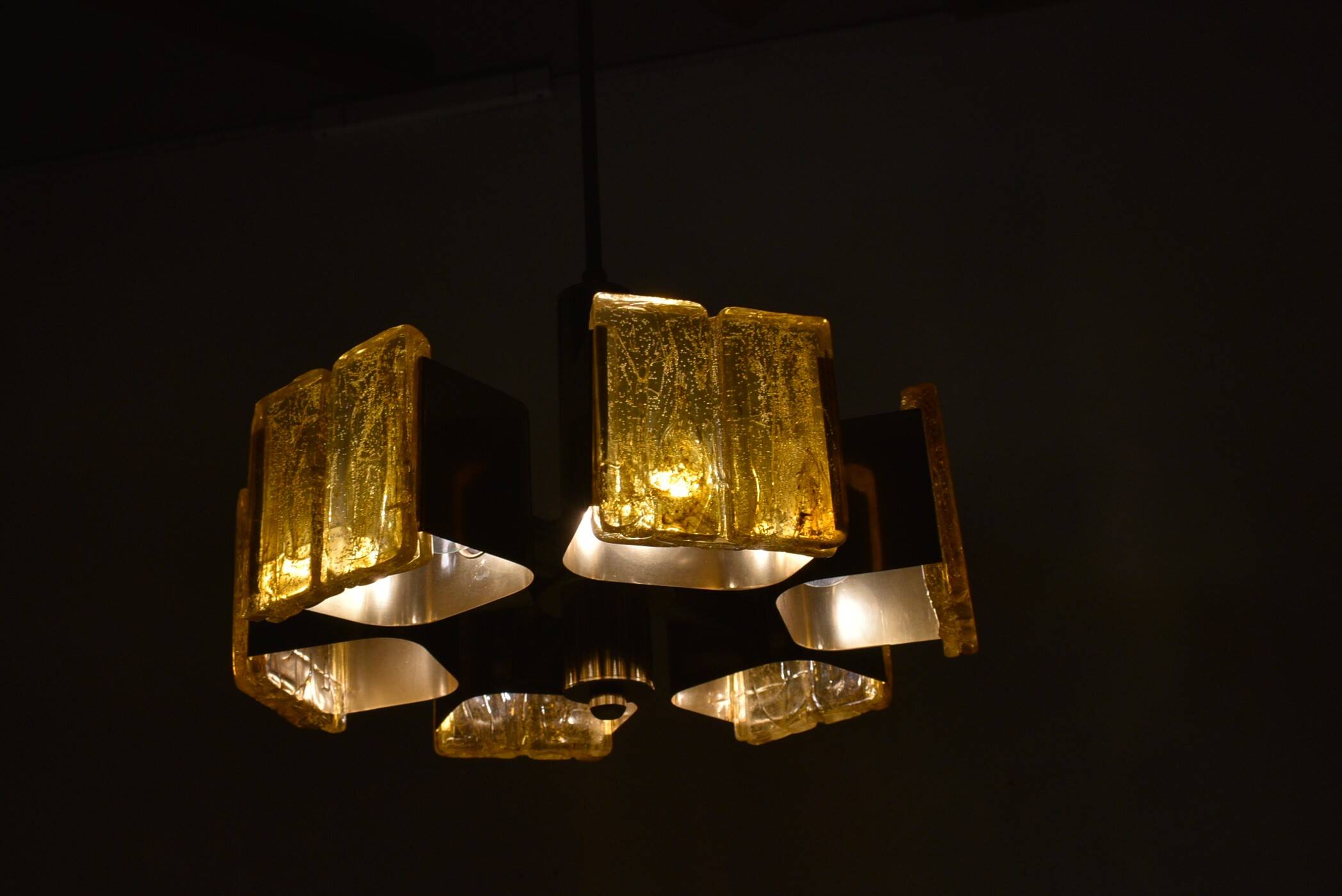 Mid-century design brass and resin pendant, 1960s / Hungary