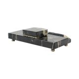 Art deco inkwell desk set black veined marble inkwell pen holder 20cm