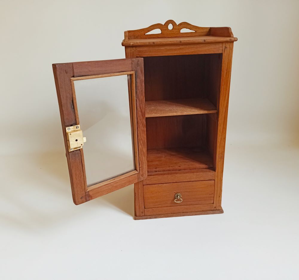 Wall display case early 20th Solid Burmese teak Height 55 cm