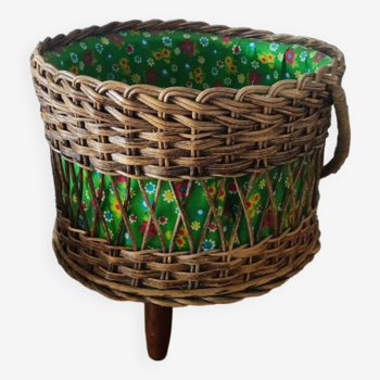 wicker basket with compass feet