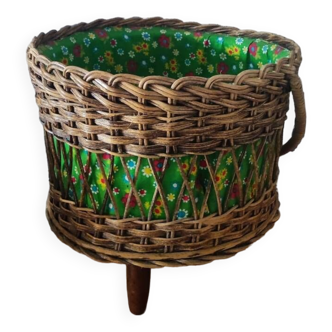 wicker basket with compass feet