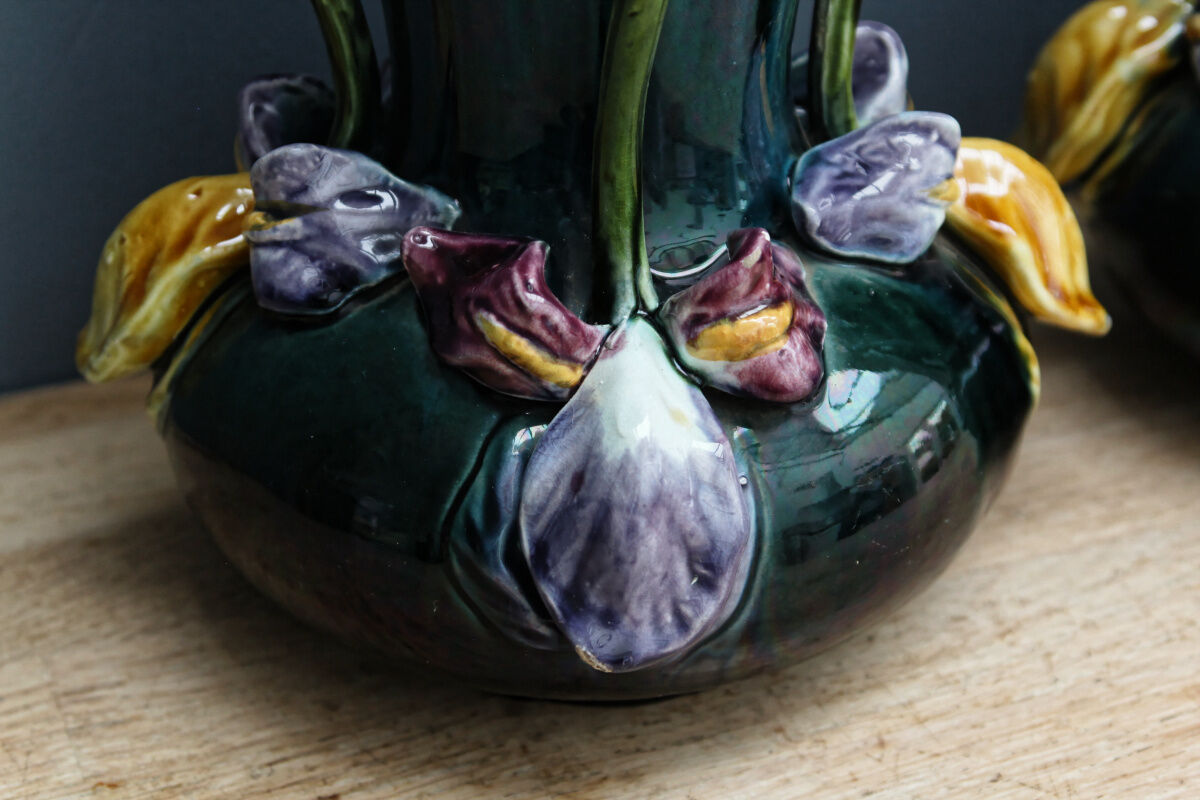 Pair of slurry vases, art nouveau