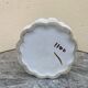 White earthenware flowerpot with bamboo decoration, signed and numbered