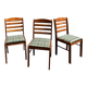 Lot of 3 vintage checkered wood and fabric chairs.