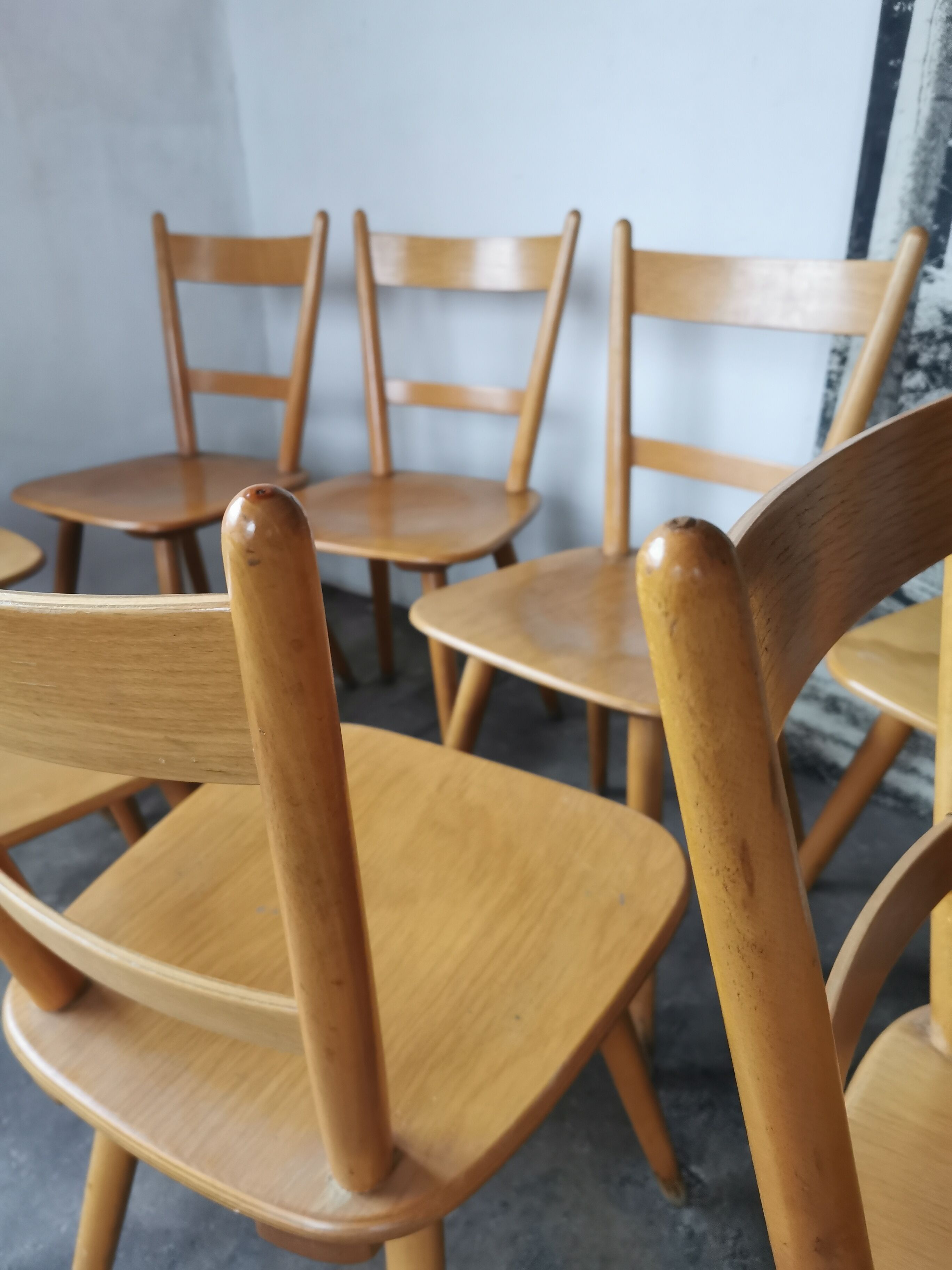 Set of 8 vintage bistro chairs 1960