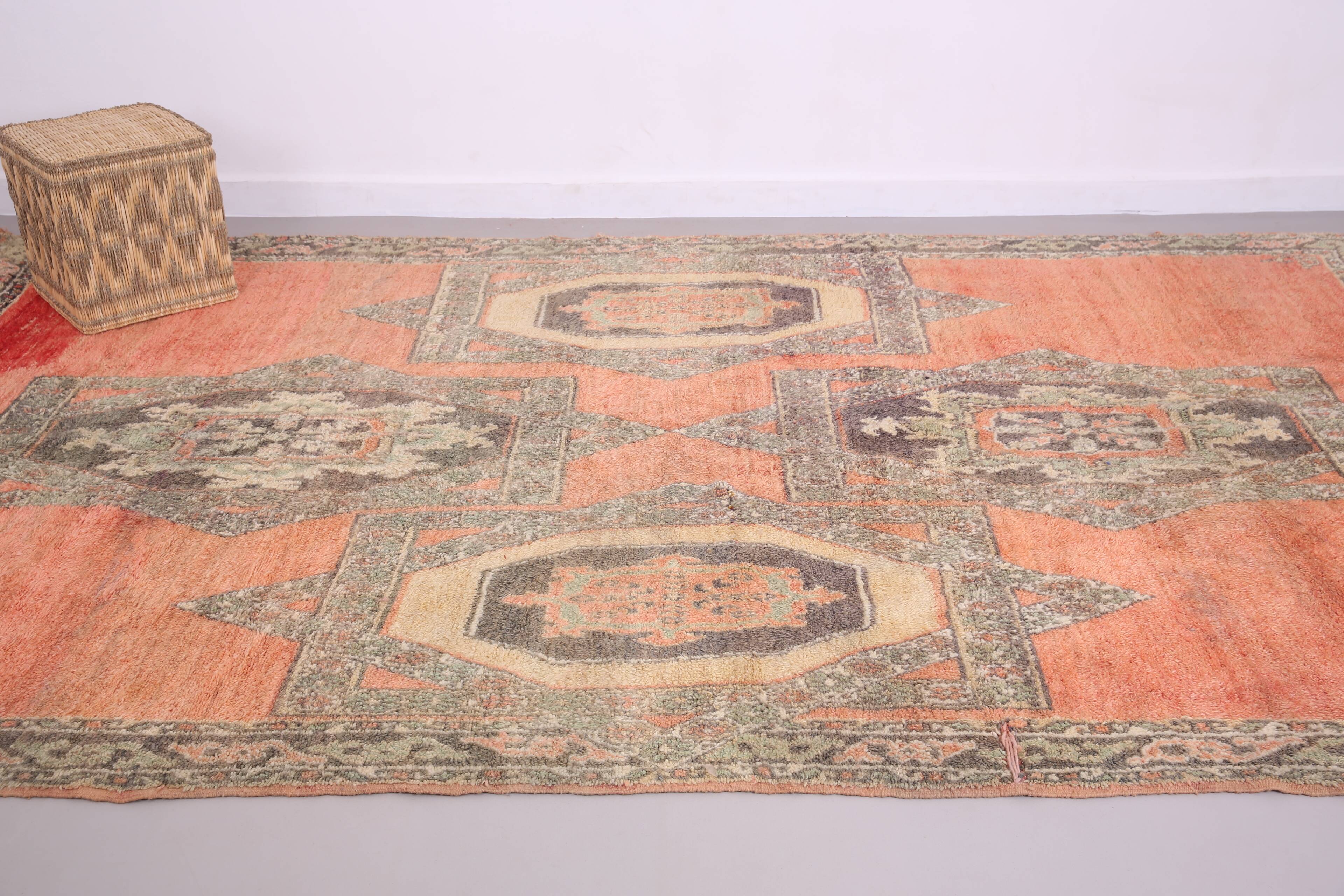 Vintage Handmade Moroccan Rug 213 x 363 cm - Peach Moroccan Rug Berber