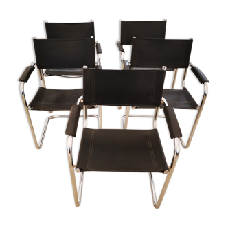 Set of 5 armchairs 1980