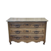 Louis XV XVIIIth century walnut commode with a grey patinated painted top.