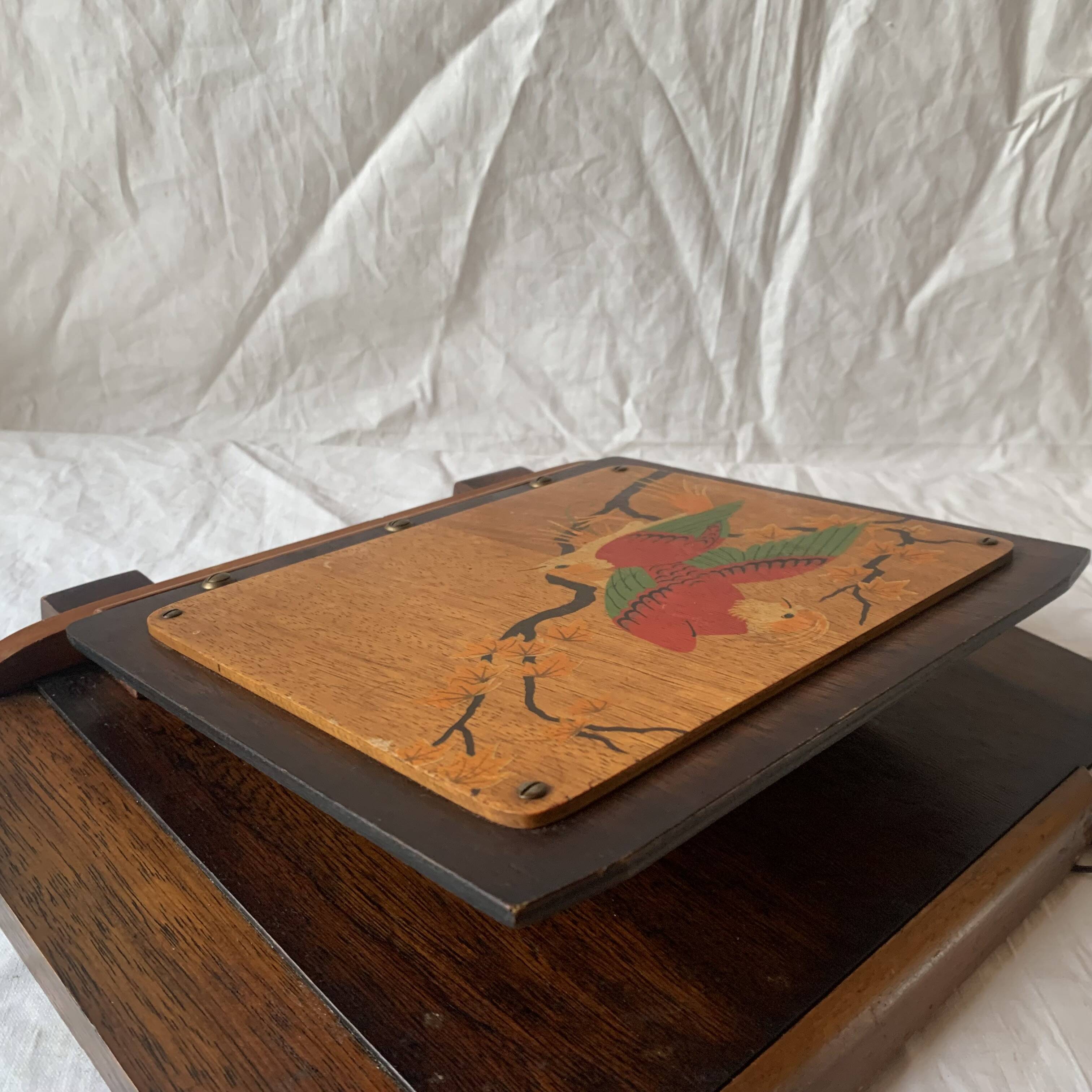 Art Deco wall mail holder in painted wood - bird decor