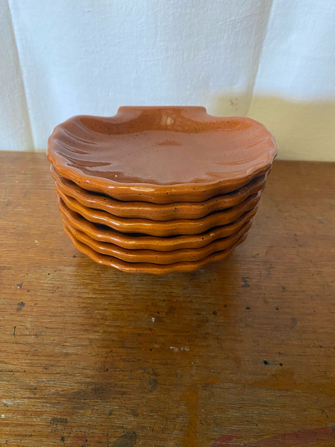 Série 6 Coupelles EMILE HENRY Céramique Marron Forme Coquillage Vintage
