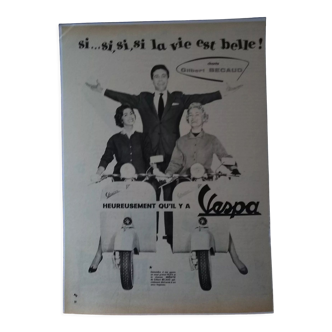 A 2-wheel vespa women's paper advertisement from a period magazine