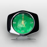 Réveil space age diamond métal chromé et cadran vert 70's