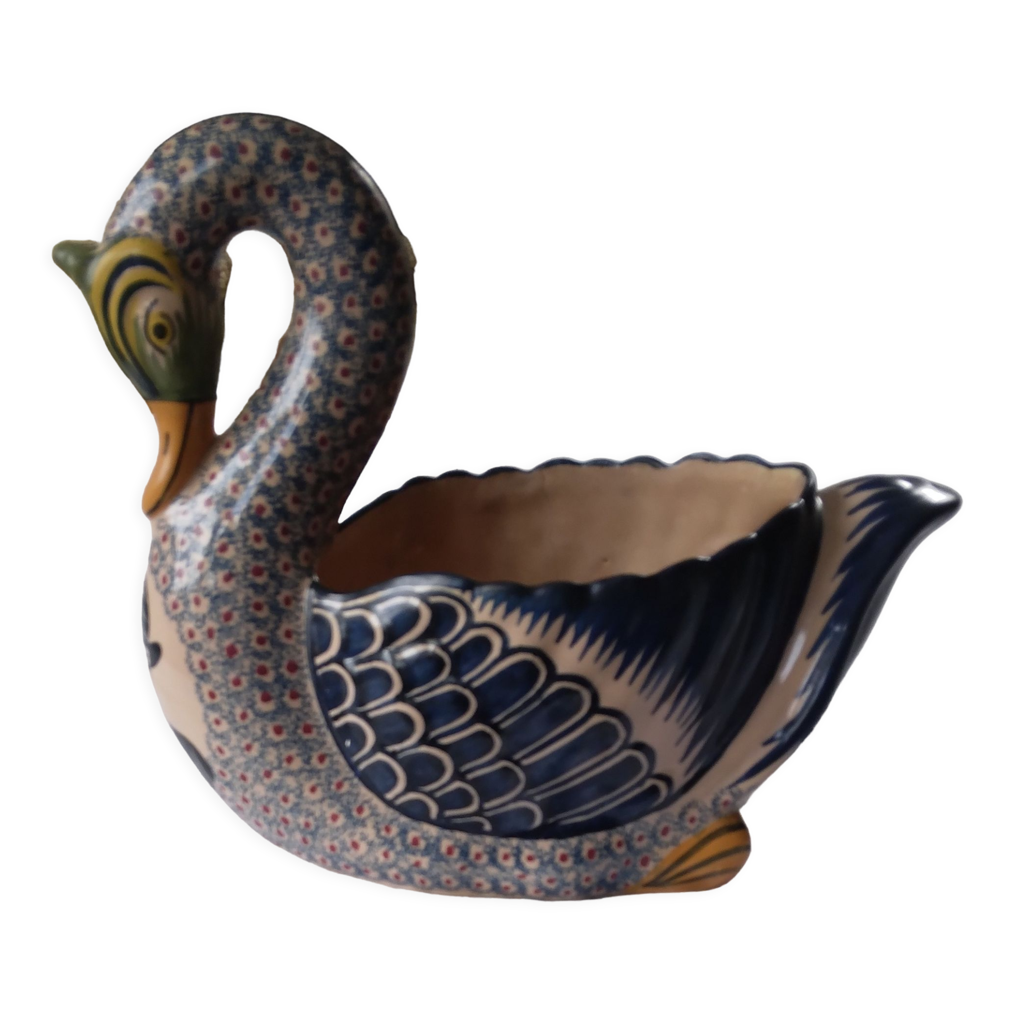 Swan pot cover Henriot Quimper