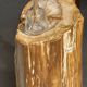 Table d'appoint en bois pétrifié orange doré et blanche ovale H46 D38 - 333