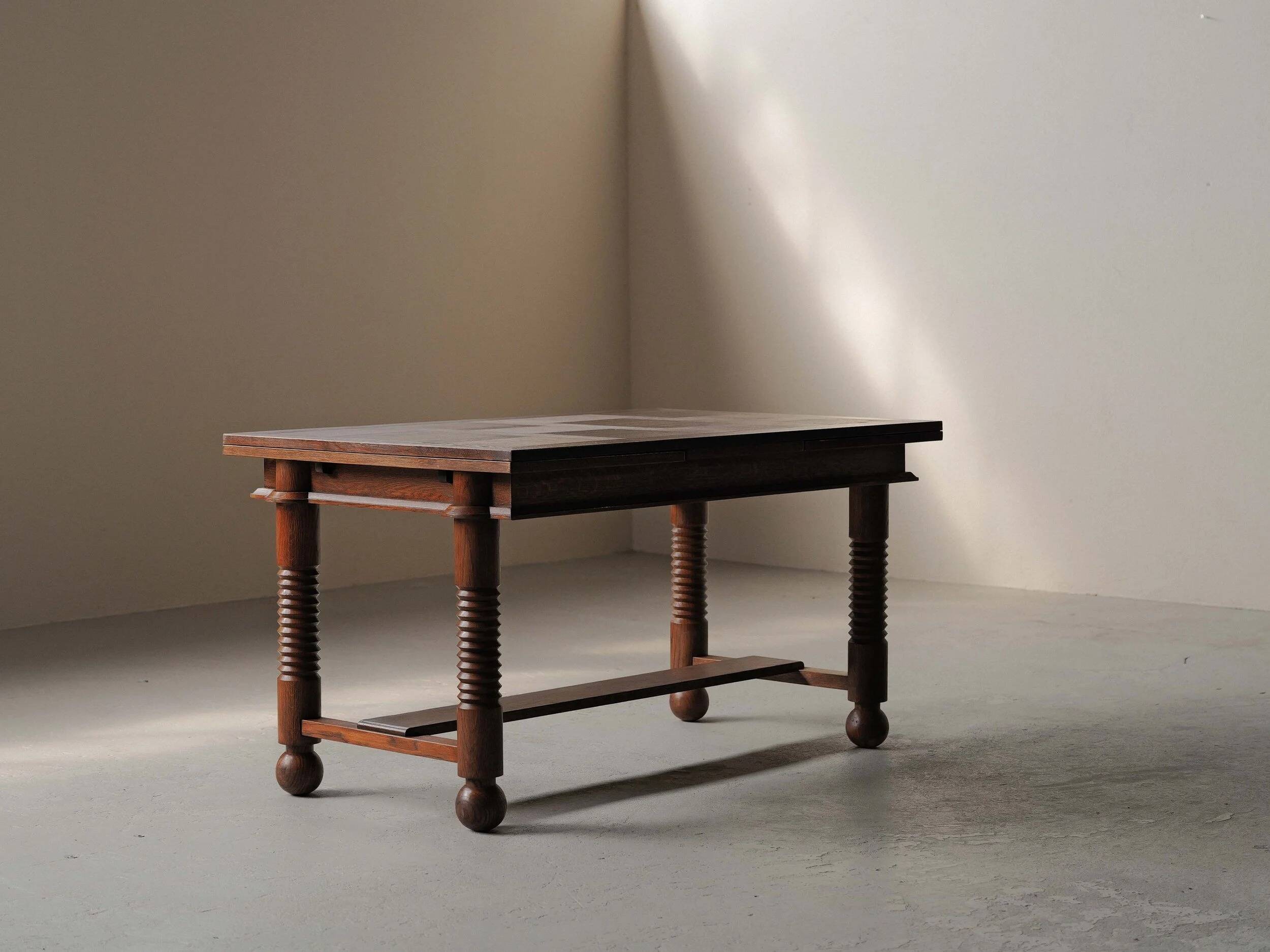 Modernist oak dining table, France, 1940–1950