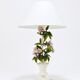 Hand-painted Toleware table lamp with wild apple blossom flowers, Salvadori, Italy, 1950s.