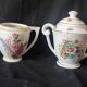 Crémier et sucrier porcelaine décor de roses