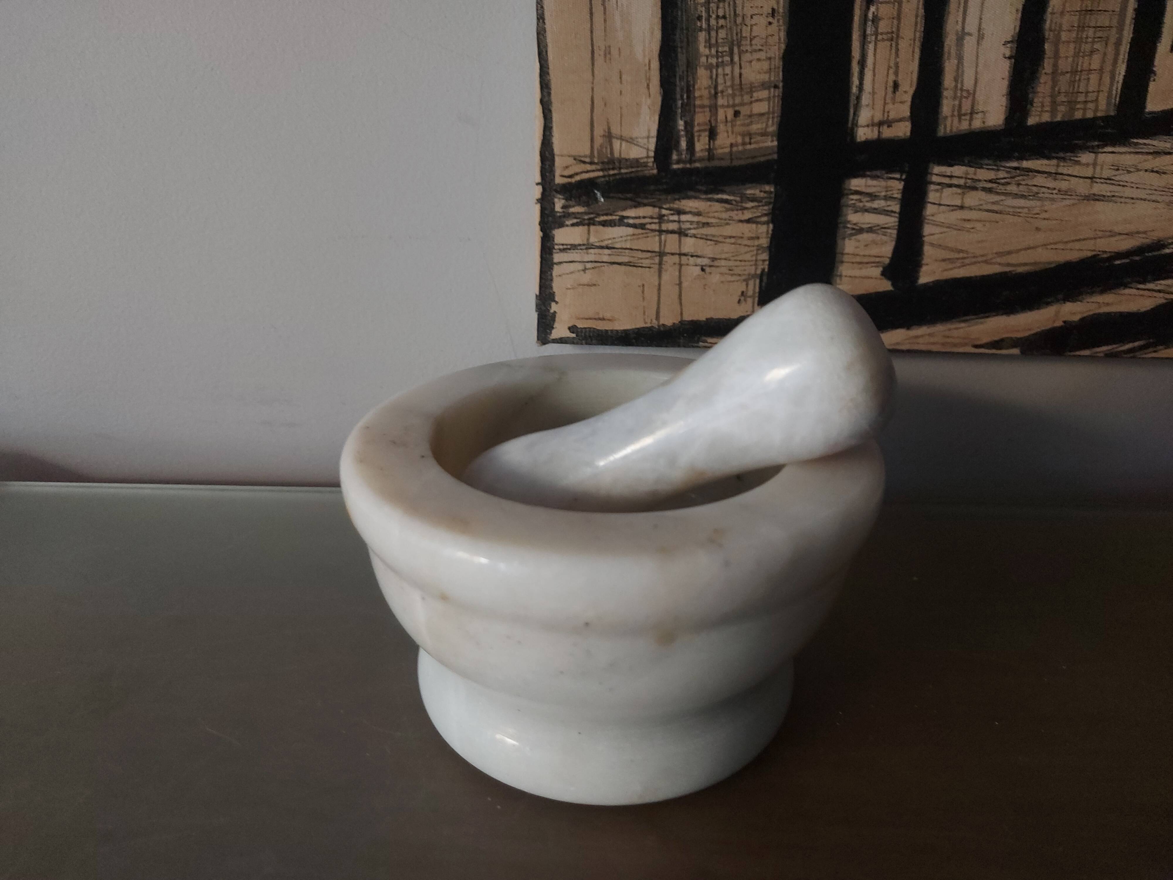 Mortar with marble pestle