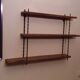 Vintage asymmetrical wall shelf in solid oak and metal from the 60s