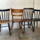 Set of 4 mismatched vintage chairs compass feet