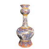 Delft, important 19th century glazed earthenware vase with cut sides