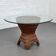 Round Woven Rattan and Beveled Glass Dining Table, 1970s