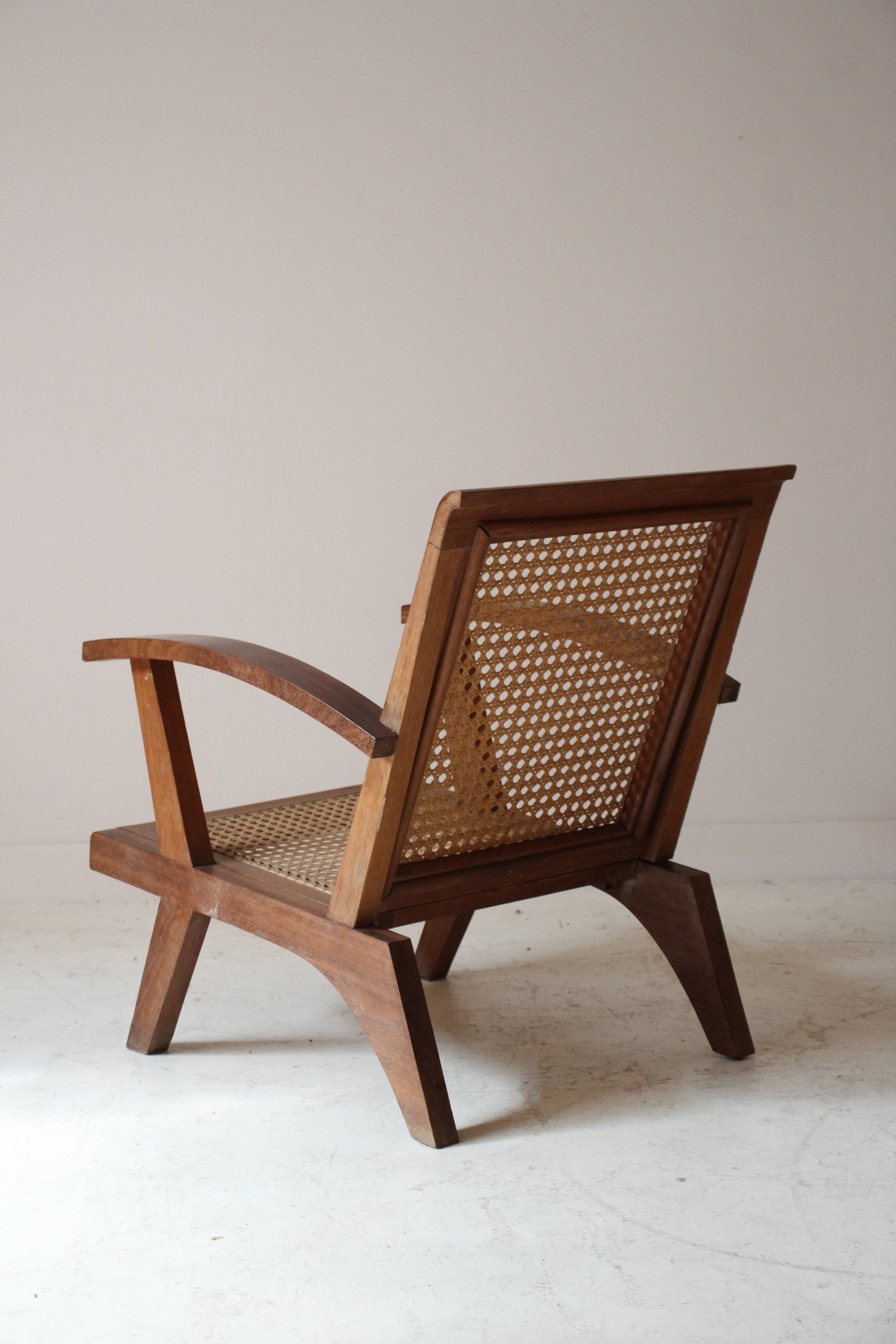 Fauteuil en bois et cannage, 1954