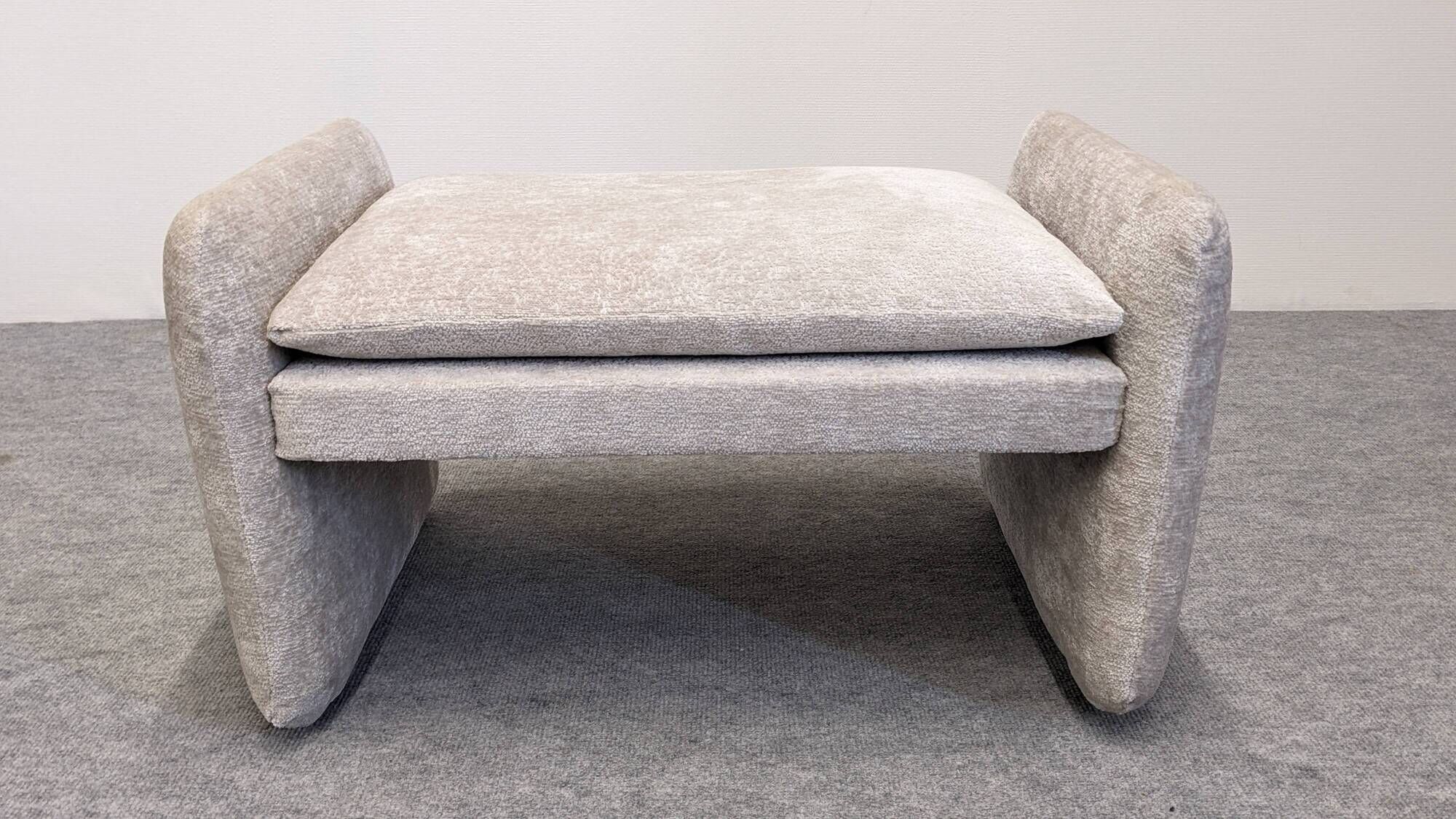 Velvet ottoman footstool by Steiner, France circa 1970