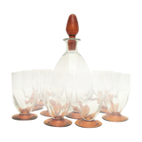 Set of 10 cup and carafe glasses