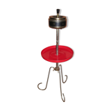 Cendrier sur pied tripode soucoupe rouge marquée "Assiette Volante"