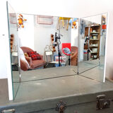 Mirror triptych vintage wood shutters articulated 3 folder 74x39cm