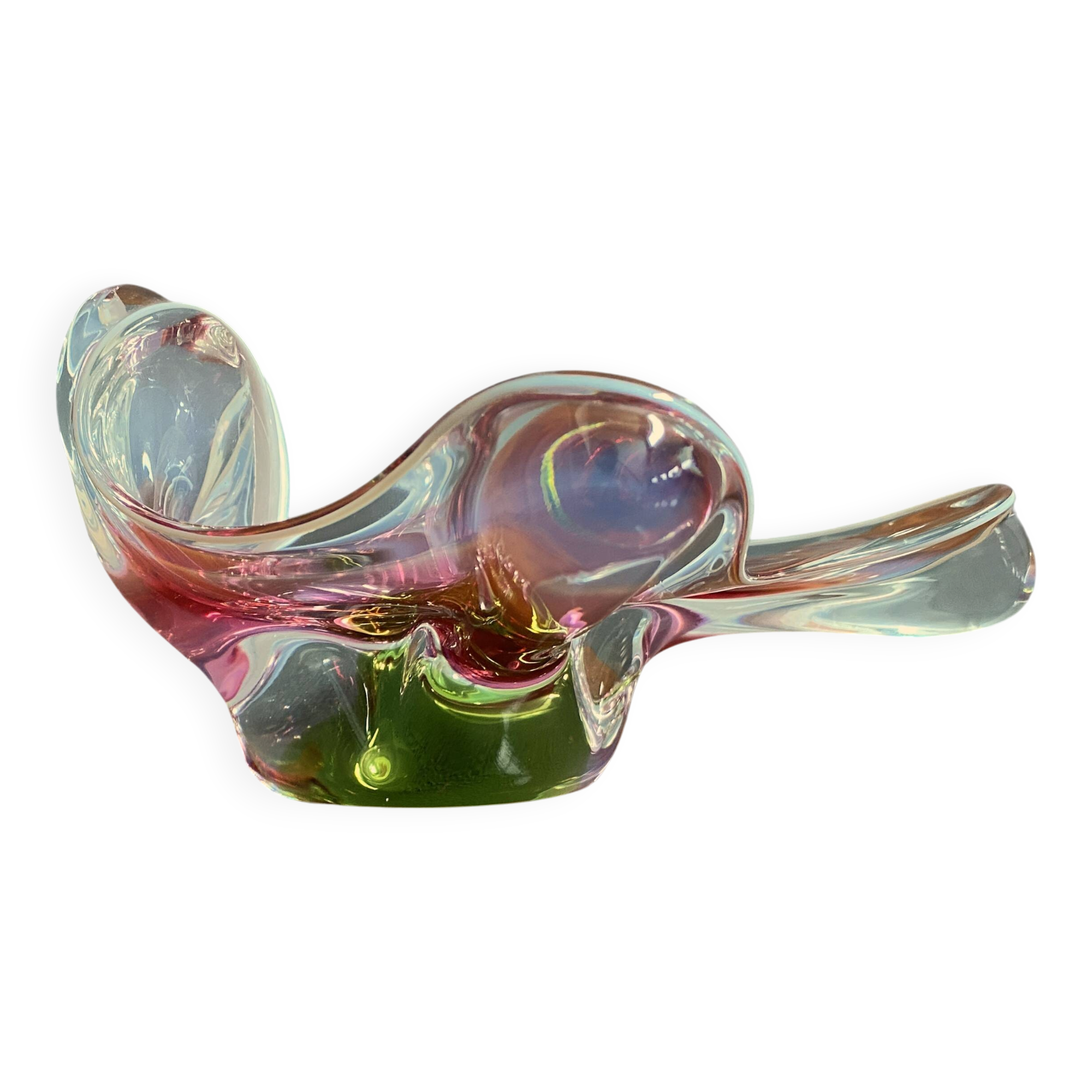 Pink and green Glass bowl by Josef Hospodka 1960s