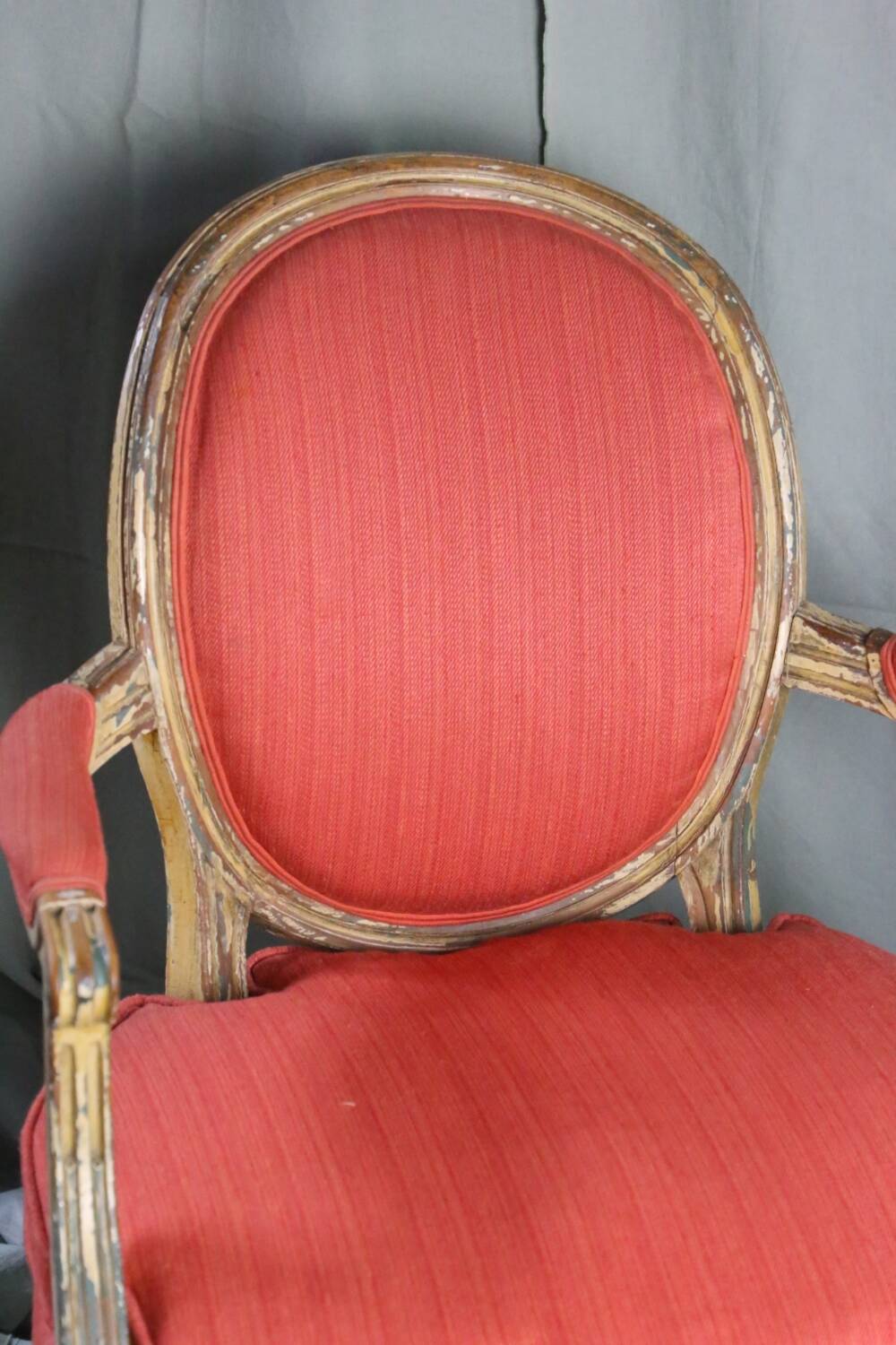 Louis XVI style cabriolet medallion armchair