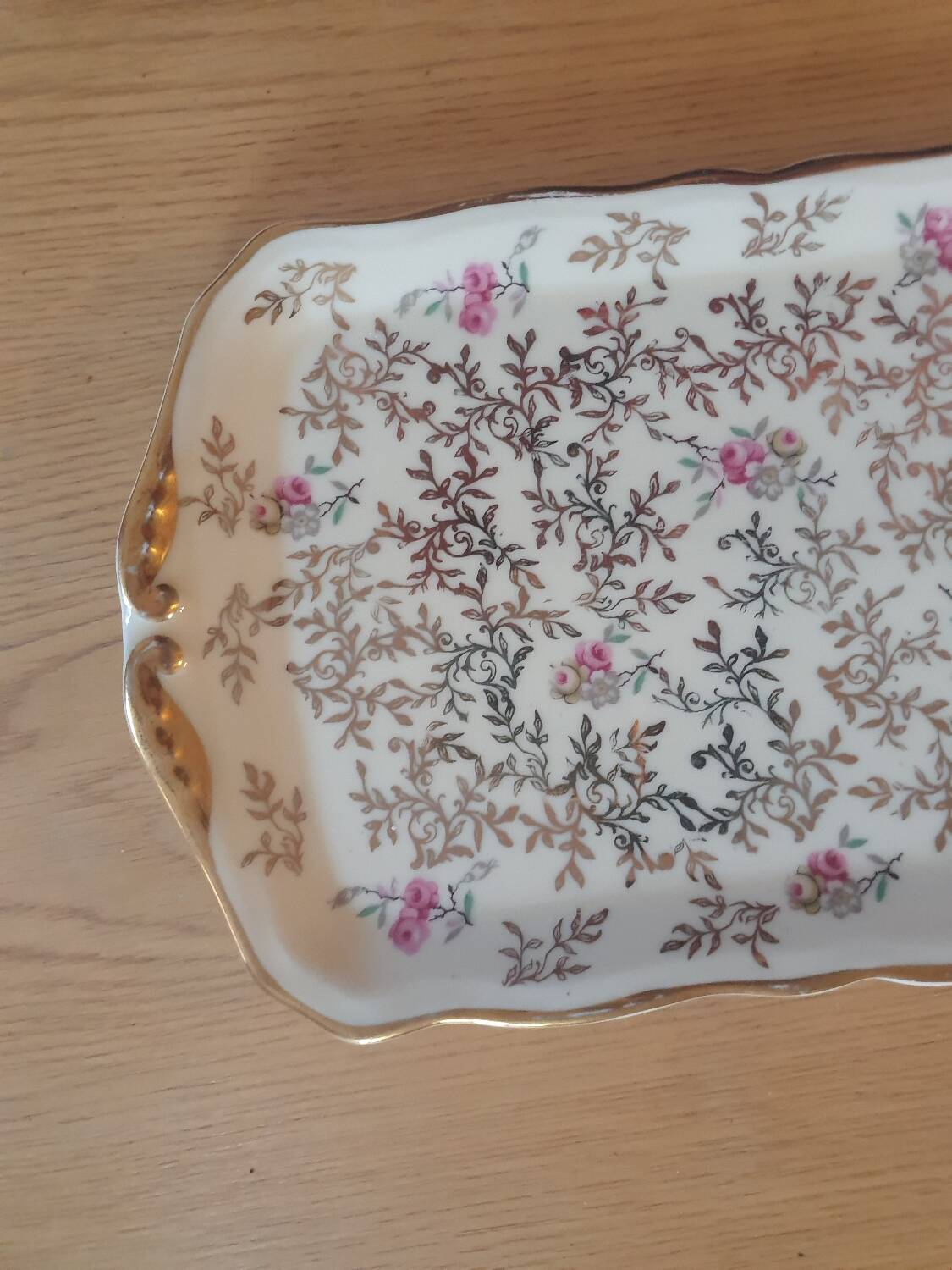 Rectangular dish in vintage Limoges enameled porcelain