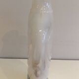 White opaline glass owl vase. Around 1970.