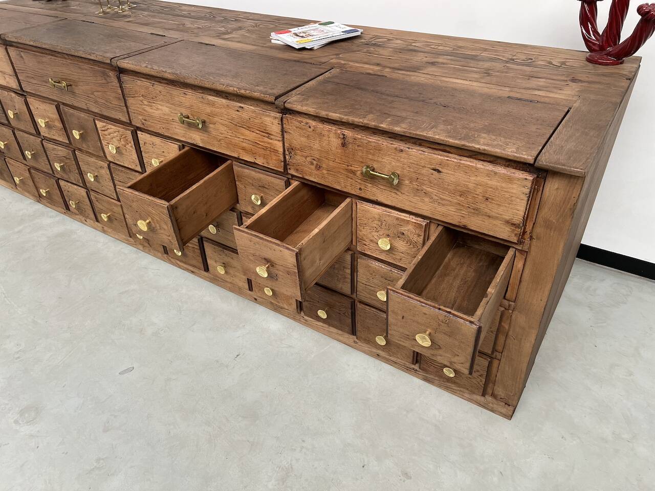 Old trade furniture with oak drawers XL format