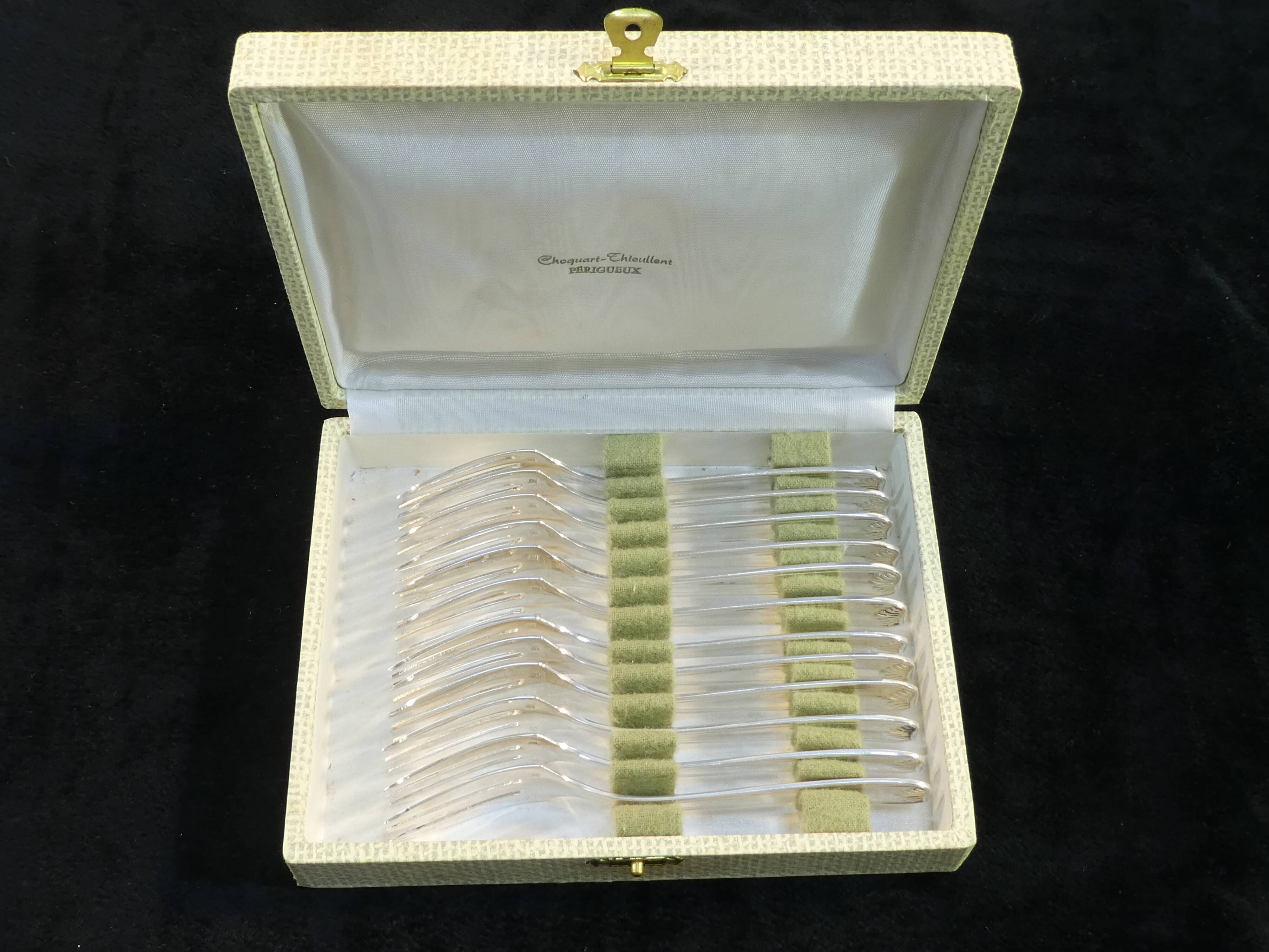 Box 12 knives entremet dessert silver metal cheese