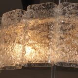 "Lampe suspendue en verre glacé Doria Leuchten avec cylindres en verre en relief, années 1960"