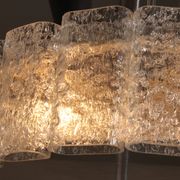 "Doria Leuchten Ice Glass Hanging Lamp with Relief Glass Cylinders, 1960s"