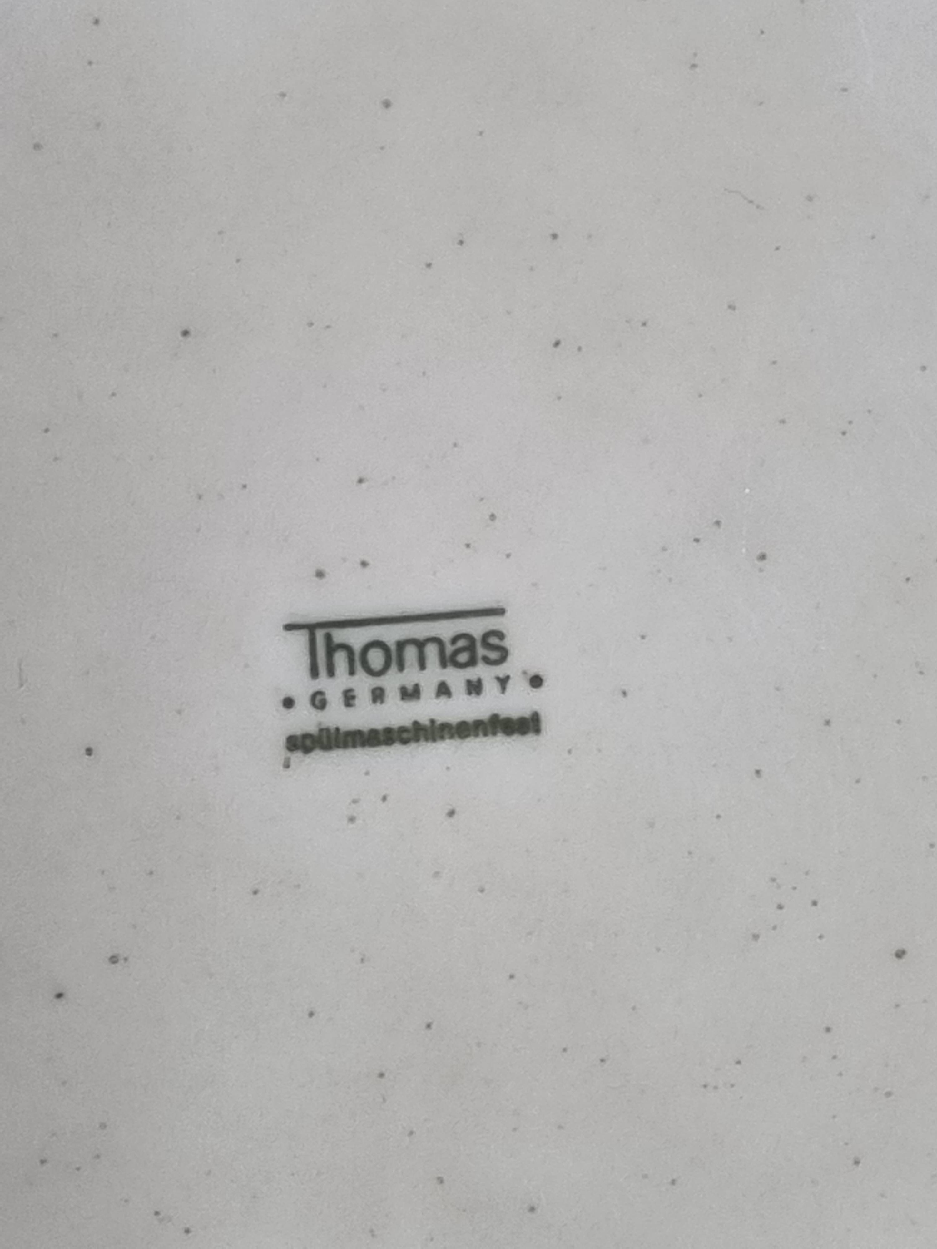 Set of 6 vintage dessert plates in enameled stoneware abstract decor "Thomas Germany", 20 cm