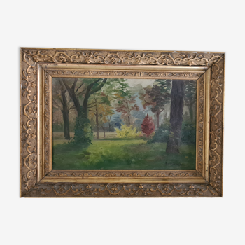 Ancienne peinture avec cadre sculpté doré / vintage Dimensions cadre : 43 x 31